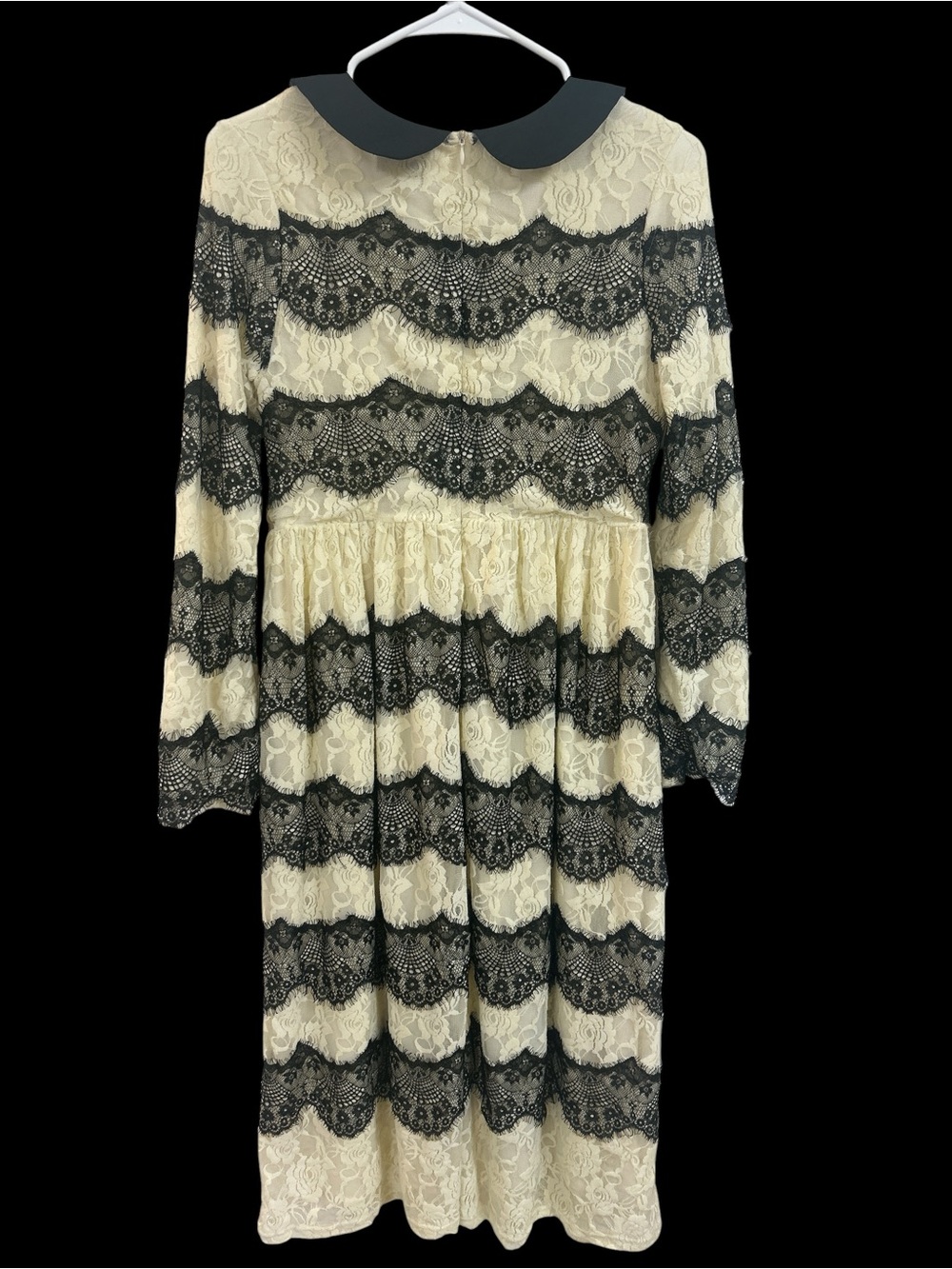 Dainty Jewells Black & Cream Lace Peter Pan Collar Midi Dress - Picture 2 of 5